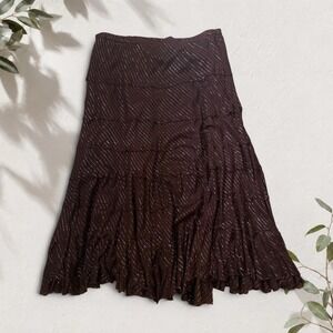 Baby Love Vintage Brown Tiered Metallic Stripe Cotton Maxi Skirt Plus Size 2X